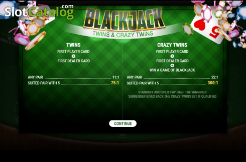 Bildschirm2. BlackJack Twins and Crazy Twins slot