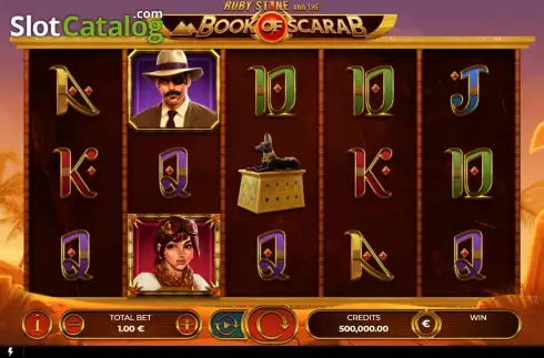 Win Screen. Ruby Stone and the Book of Scarab slot