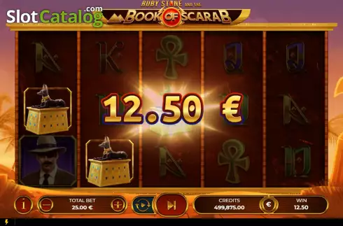Win Screen 3. Ruby Stone and the Book of Scarab slot