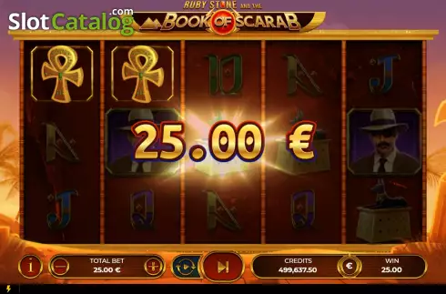 Win Screen 4. Ruby Stone and the Book of Scarab slot