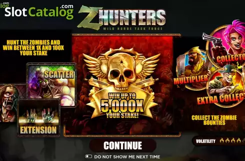 Start Game ScreenBuy Feature Screen. Z Hunters slot