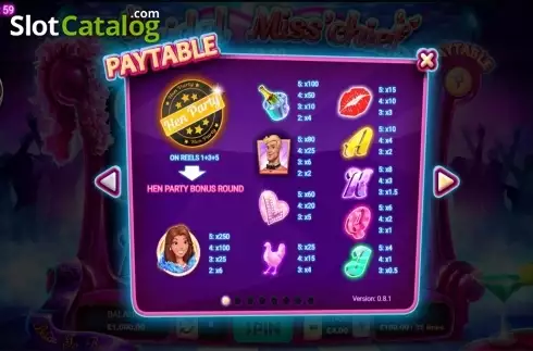 Paytable 1. Bridal Miss'cheif slot