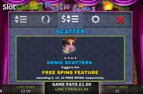 Paytable 1. Mystic Gems (GECO Gaming) slot