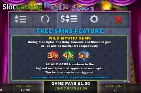 Paytable 3. Mystic Gems (GECO Gaming) slot