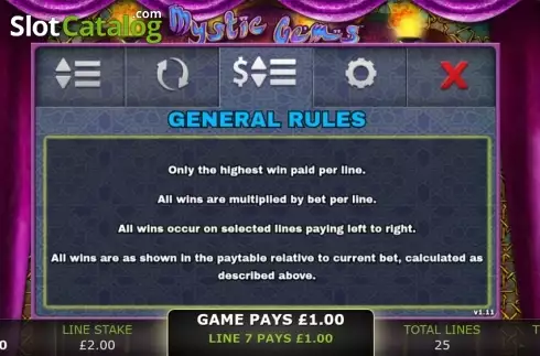 Paytable 4. Mystic Gems (GECO Gaming) slot