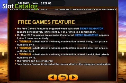 Game Rules. Gladiators (GMW) slot