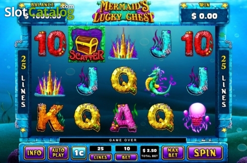 Game Screen. Mermaid's Lucky Chest slot