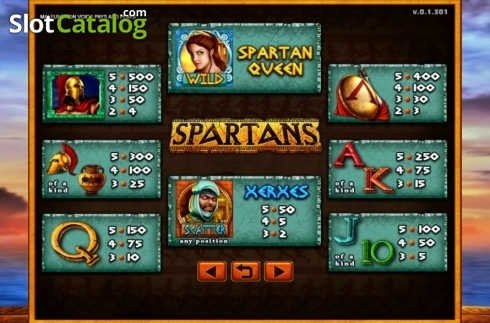 Paytable. Spartans (GMW) slot