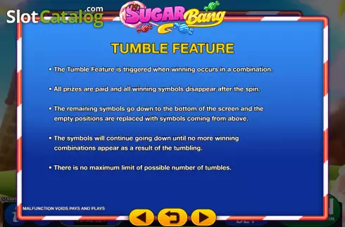 Tumble feature screen. Sugar Bang slot