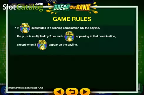 Game Features screen 2. Break the Bank (GMW) slot