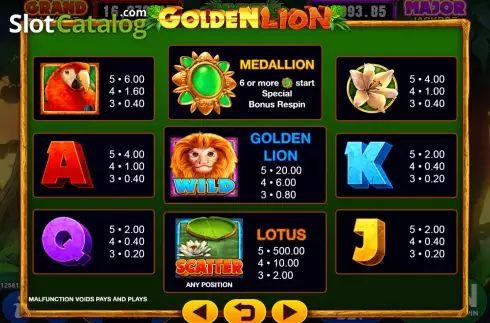 Skärmdump5. Golden Lion (GMW) slot
