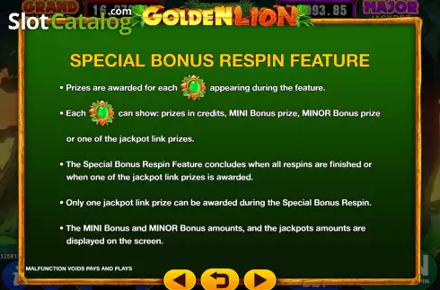 Bildschirm7. Golden Lion (GMW) slot
