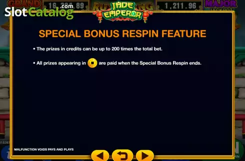 Game Features screen 3. Jade Emperor (GMW) slot