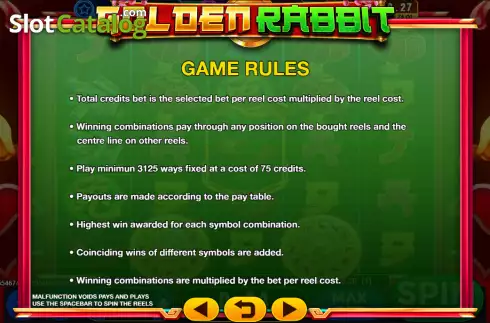 Bildschirm6. Golden Rabbit (GMW) slot