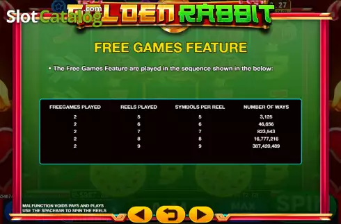 Free Games screen 2. Golden Rabbit (GMW) slot