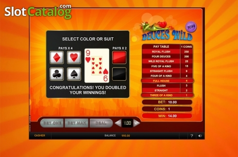 Win screen 2. Deuces Wild 10 Hands (GVG) slot