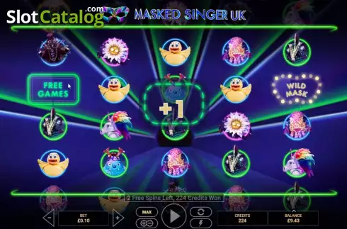 Additional Free Spin Screen. Masked Singer UK slot