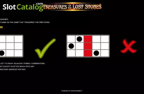 Ways to win screen. Treasures Of The Lost Stones slot