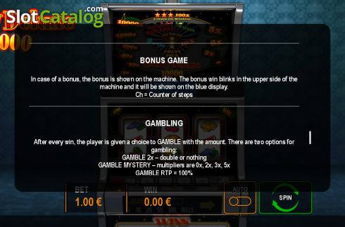 Bonus game and gambling screen. Cherry Deluxe 10000 slot