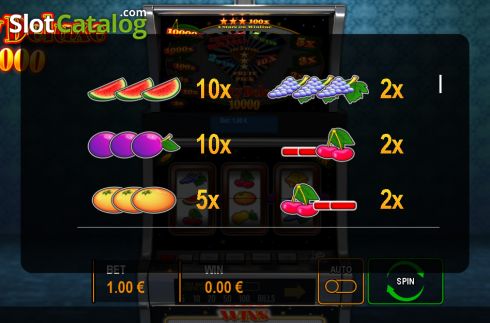 Paytable screen 2. Cherry Deluxe 10000 slot