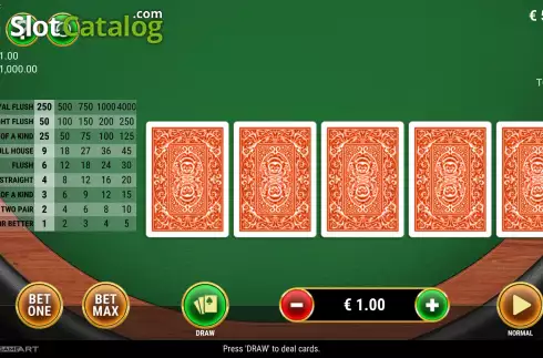 Game screen. Video Poker (GameArt) slot
