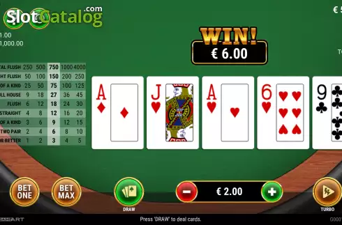 Ekran4. Video Poker (GameArt) yuvası