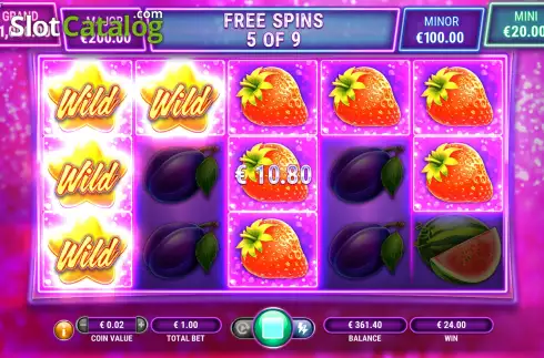 Free Spins Gameplay Screen 2. Wild Wild Fruit slot