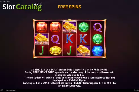 Free Spins screen. Diamond Magic Deluxe slot