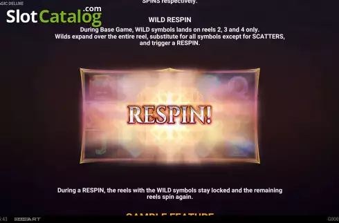 Wild Respin screen. Diamond Magic Deluxe slot