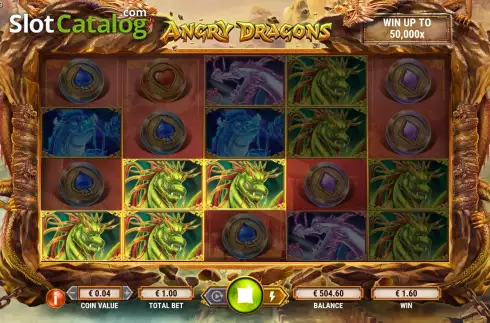 Win Screen. Angry Dragons slot