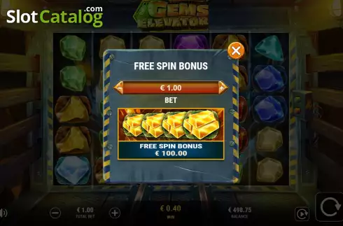 Free Spins Win Screen. Gems Elevator slot