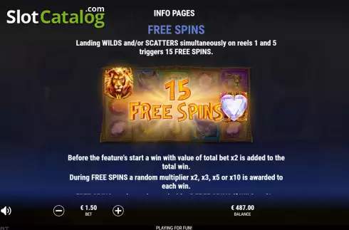 Game Features screen. Safari Gems slot