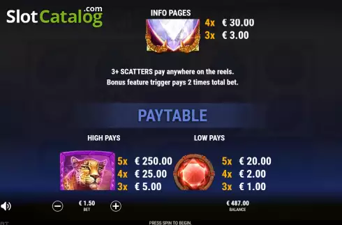 PayTable screen 2. Safari Gems slot