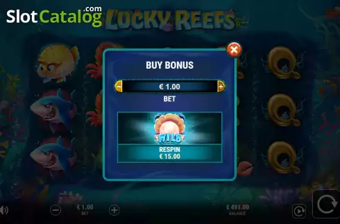 Buy Feature Screen. Lucky Reefs slot