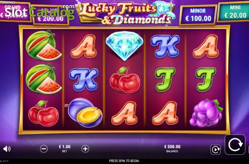 Reels screen. Lucky Fruits and Diamonds slot