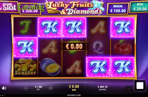 Win screen. Lucky Fruits and Diamonds slot