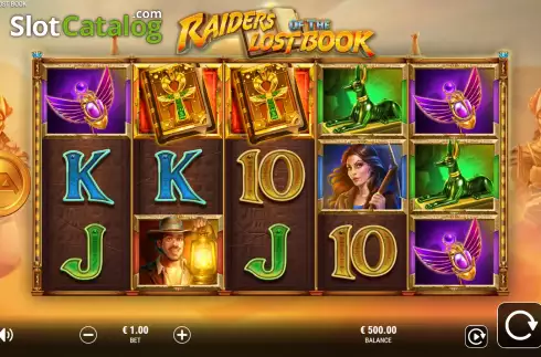 Game Screen. Raiders of the Lost Book slot