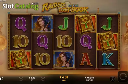 Free Spins Win Screen. Raiders of the Lost Book slot