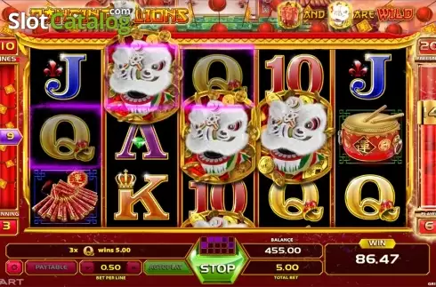 Free spins screen 3. Dancing Lions slot