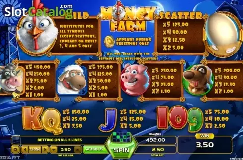Paytable 1. Money Farm (GameArt) slot