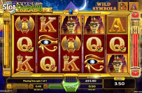 Free Spins screen. Ramses Treasure slot
