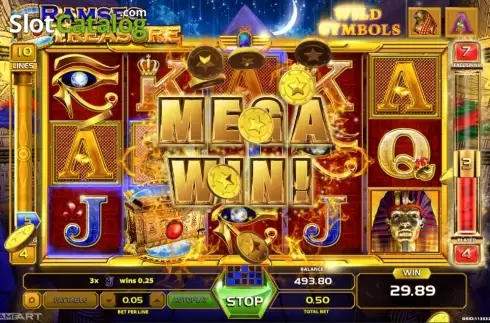 Mega Win screen. Ramses Treasure slot