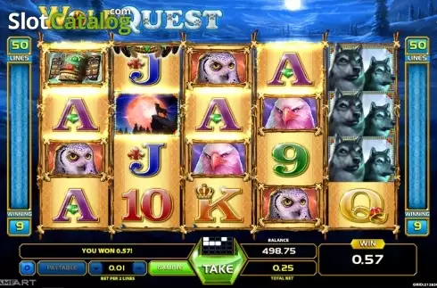 Win Screen. Wolf Quest slot