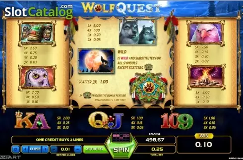 Paytable 1. Wolf Quest slot
