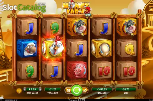 Win screen. Money Farm 2 – Dice slot