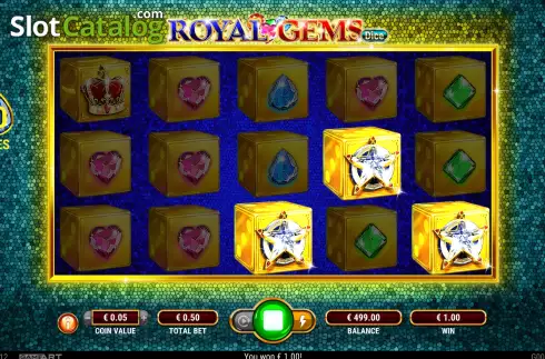 Win screen. Royal Gems – Dice slot