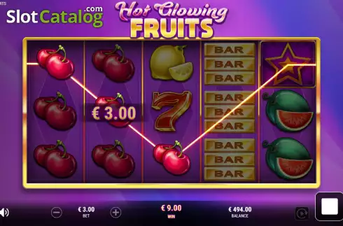 Win screen. Hot Glowing Fruits slot