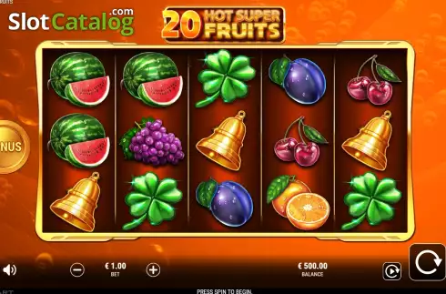 Game screen. 20 Hot Super Fruits slot