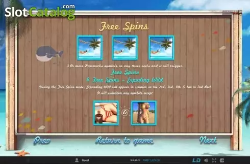 ペイテーブル2. Bikini Beach (GamePlay) カジノスロット