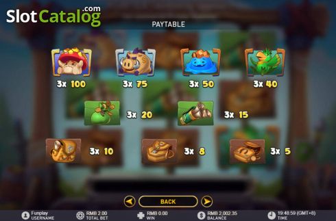 Paytable screen. Forest Hunter slot
